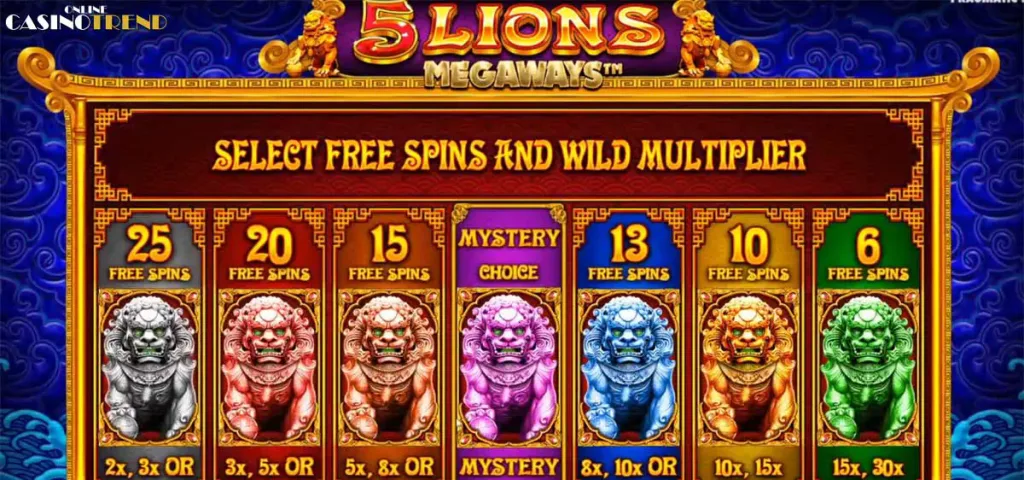 5 lions megaways bonus